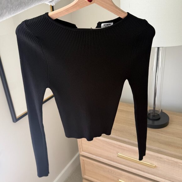 Cotton On Black Criss Cross Reversible Ribbed Knit Top - Picture 2 of 4